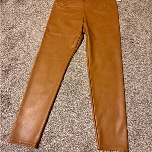 Brown Faux Leather Leggings
